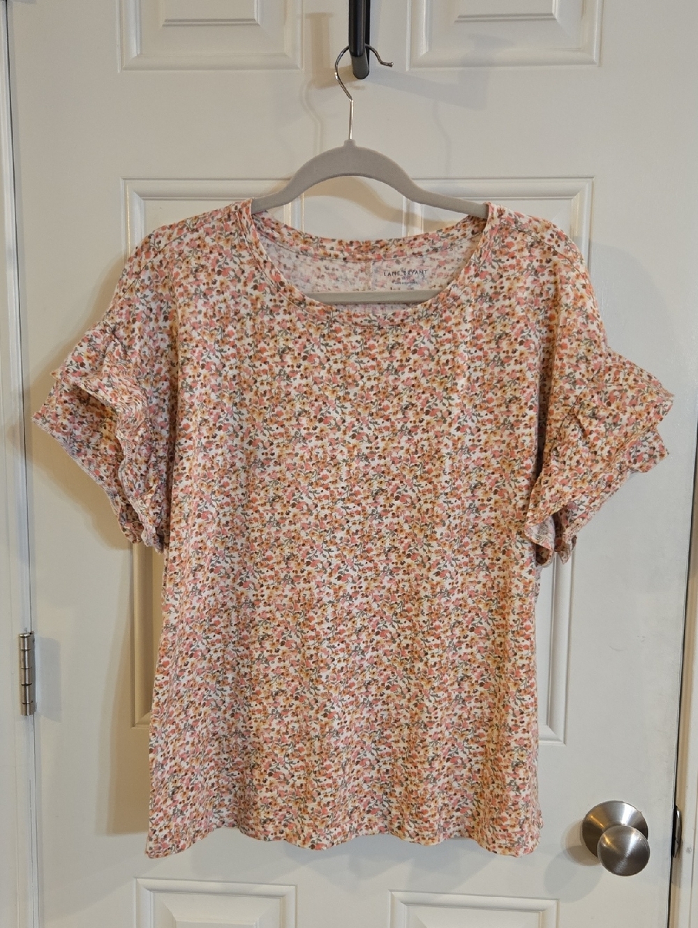 Lane Bryant Pink and Cream Floral Top